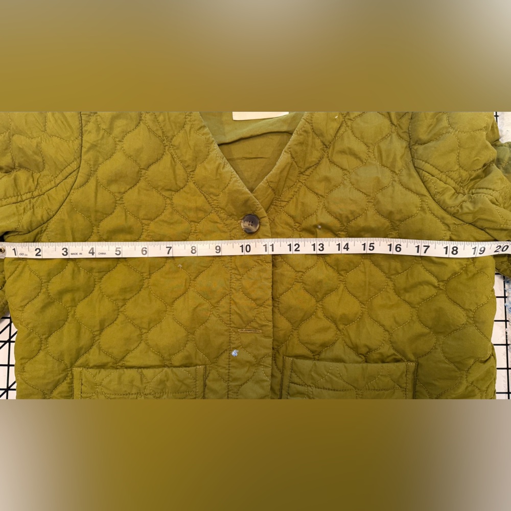 Goodthreads Chartreuse Quilted Jacket Cropped Cot… - image 4